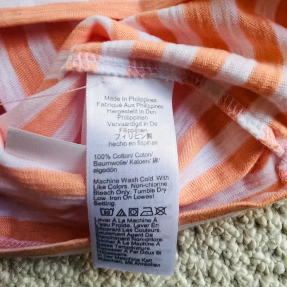 2/$30 J. Crew Peach Striped Girlfriend Tank Medium